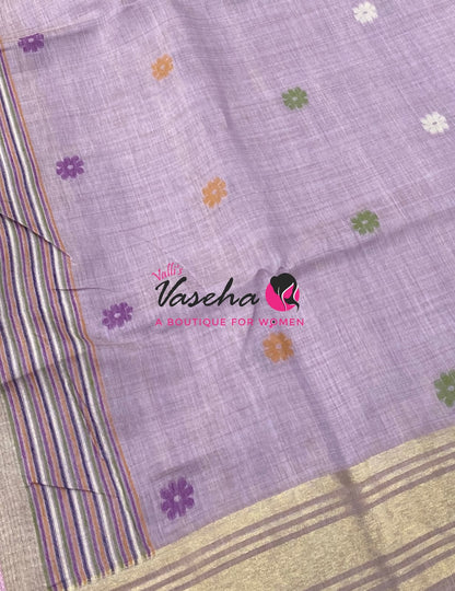 Muga Tissue Linen Saree - Lavender Shade - VVMLT003