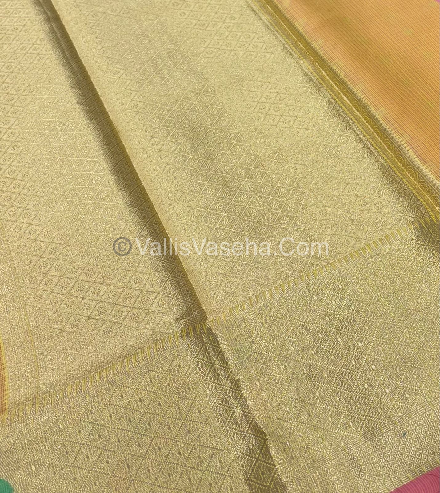 Kota Saree - Paithani Border - Yellow with Pink - VVKPS001