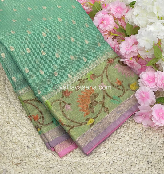 Kota Saree - Paithani Border - Light Sea Green with Pink - VVKPS001
