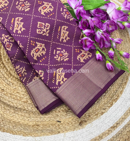 Semi Tussar Silk Saree - Ikkat / Pochampally Design - Purple Shade - VVSTS034