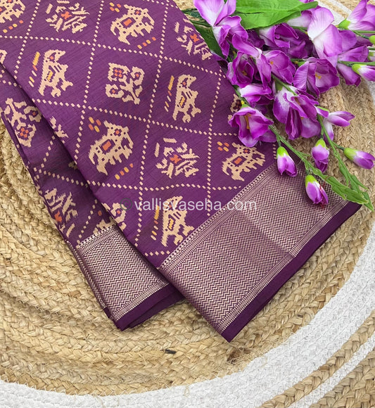 Semi Tussar Silk Saree - Ikkat / Pochampally Design - Purple Shade - VVSTS034