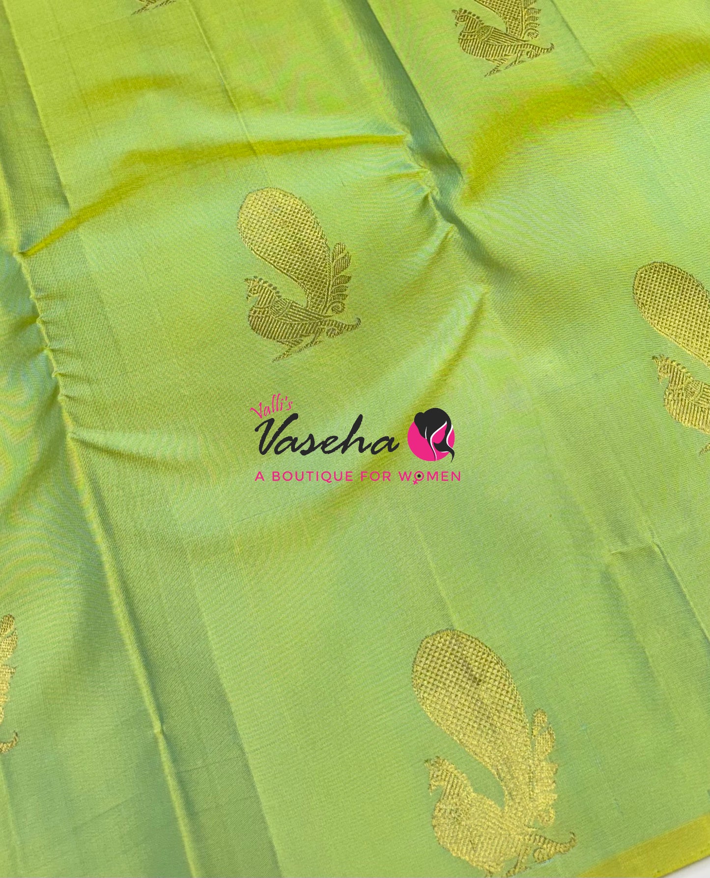 Pure Kanchipuram Silk Saree - Borderless - Light Lemon Green with Purple - VVPS043