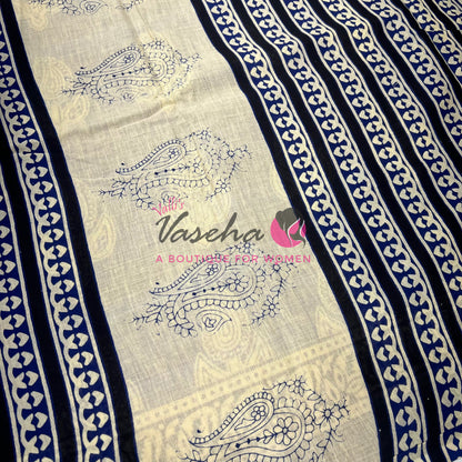 Pure Soft Mul Mul Cotton Sarees - Hand Block Prints - VVMMC010