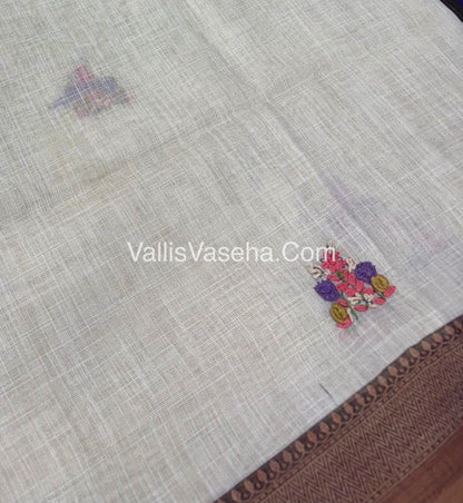 French Knot - Tissue Saree - Cream With Brown Shade - VVLFN005