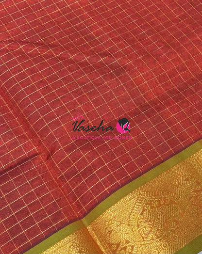 Pure Silk Cotton Saree - Zari Checks - VVCSC001