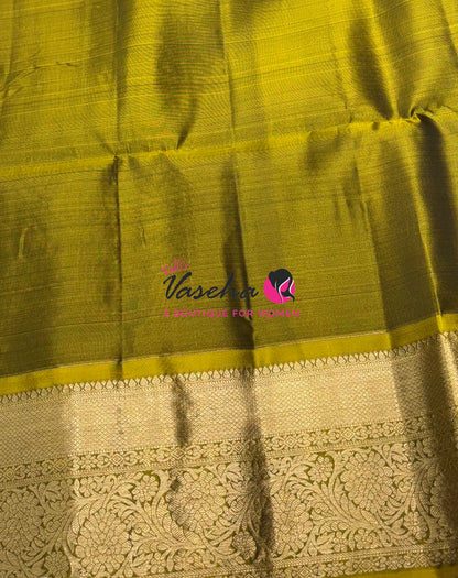 Half Mix - Pure Soft Silk Saree - Vairavoosi Design - Green & Lemon Green - VVPSS147