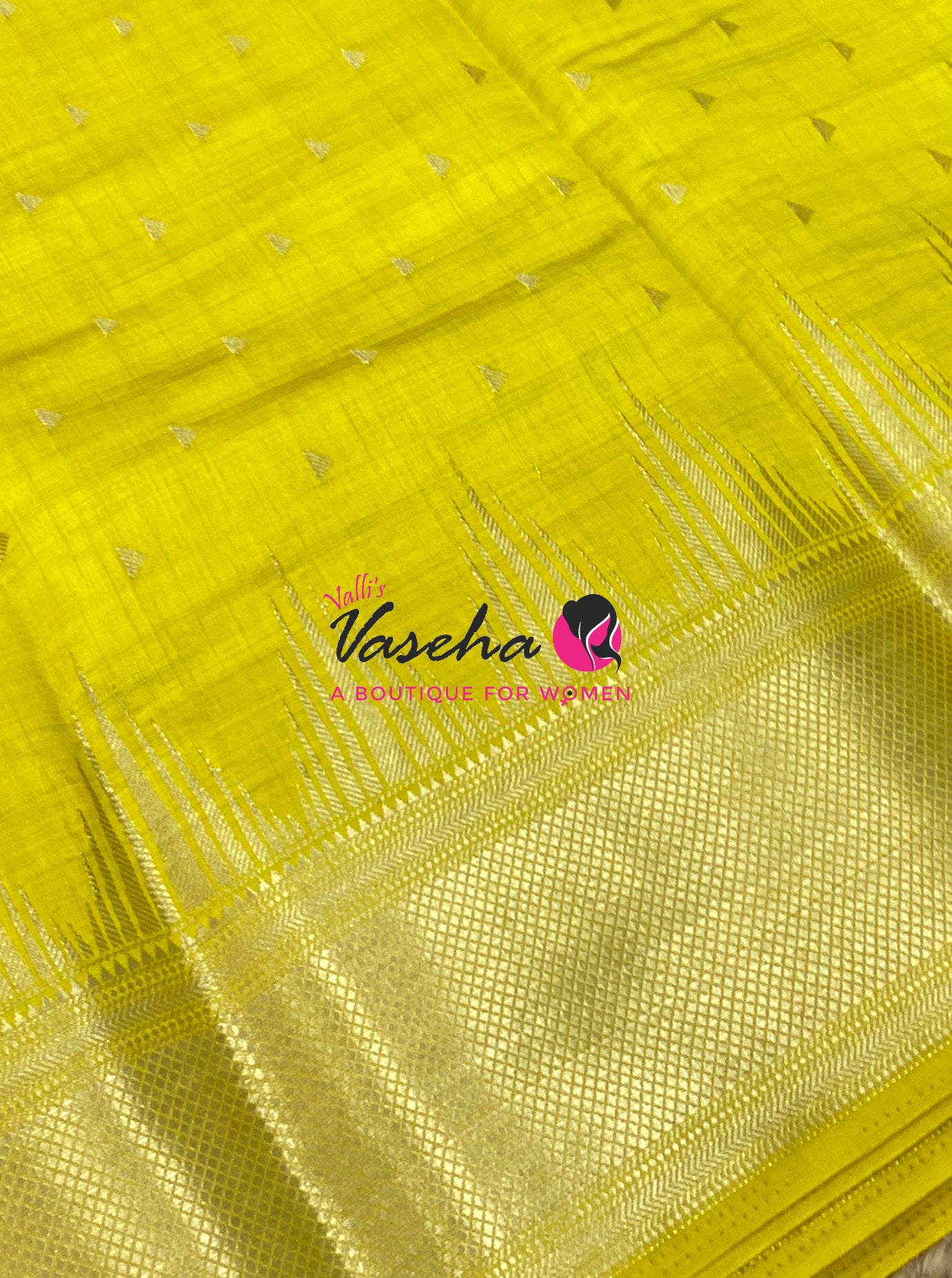 Semi Tussar Silk Saree | Lemon Yellow Shade |VVSTS054