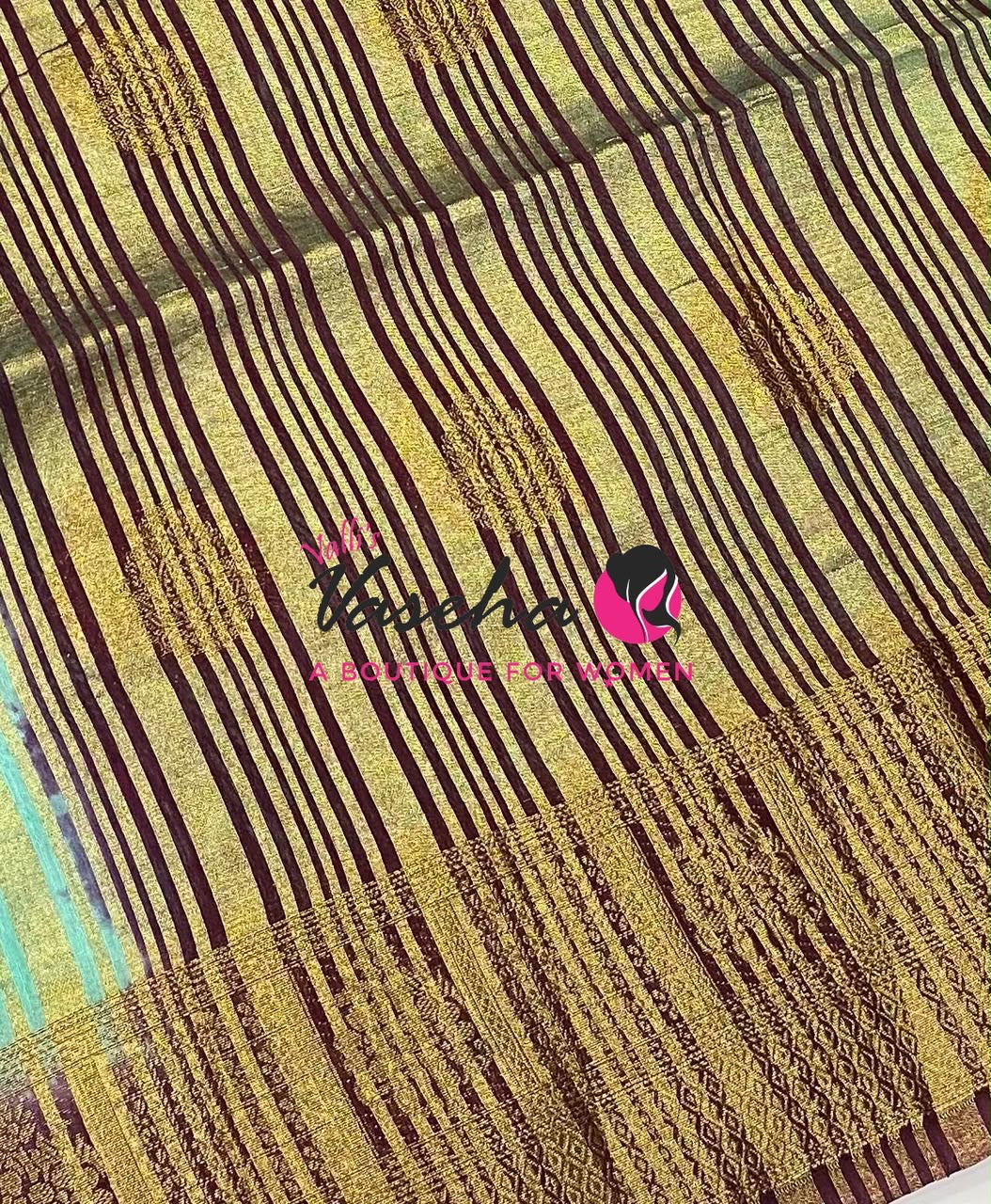 Semi Jute Silk Saree - Blue With Maroon Shade- VVSJS002