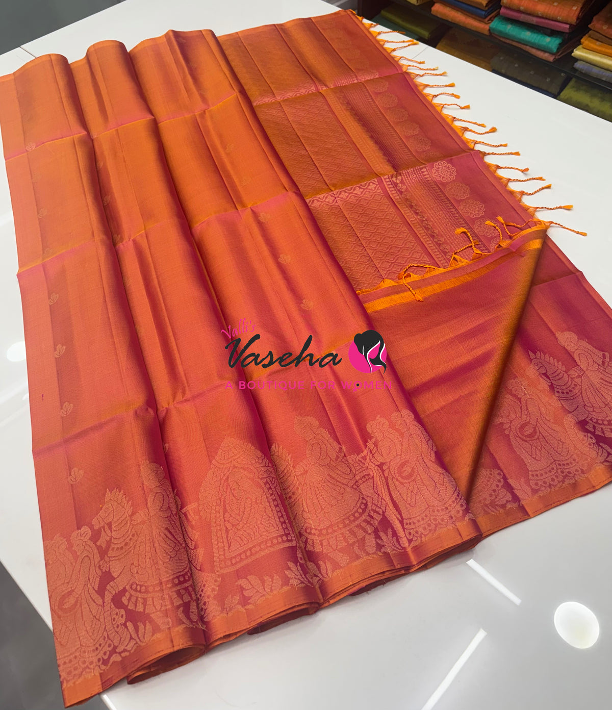 Pure Soft Silk Saree - Peachish Orange Shade - VVPSS094
