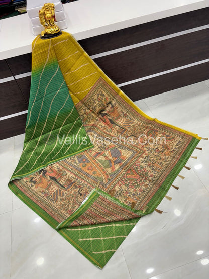 Semi Chanderi Saree - Fusion Of Bandhini & Madhubani- VVSCS002