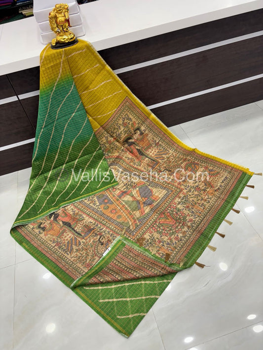 Semi Chanderi Saree - Fusion Of Bandhini & Madhubani- VVSCS002