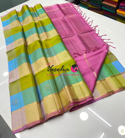 Pure Soft Silk Saree  - Pazhum Pazhamum Checks - VVPSS092