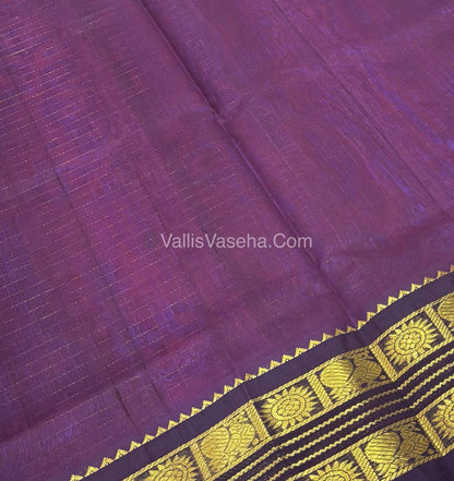 Pure Korvai Silk Cotton - Light Lavender with Brown  - Checks Pattern - VVKSC021
