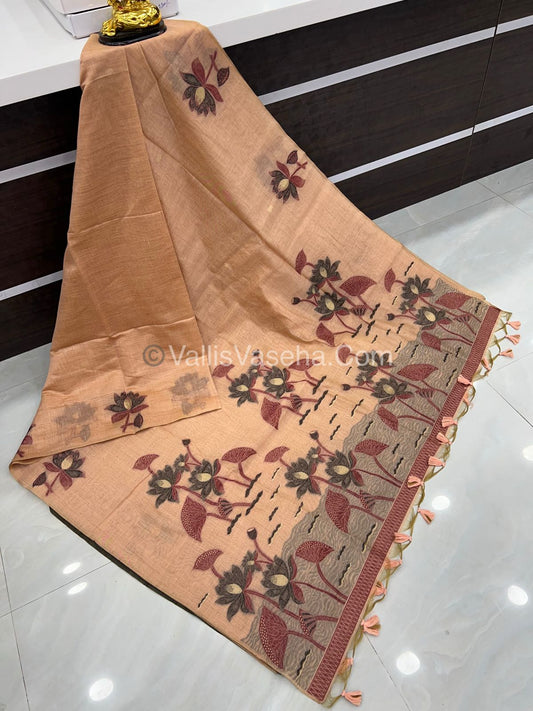 Muga Cotton Saree - Contrast Blouse - VVMCS001