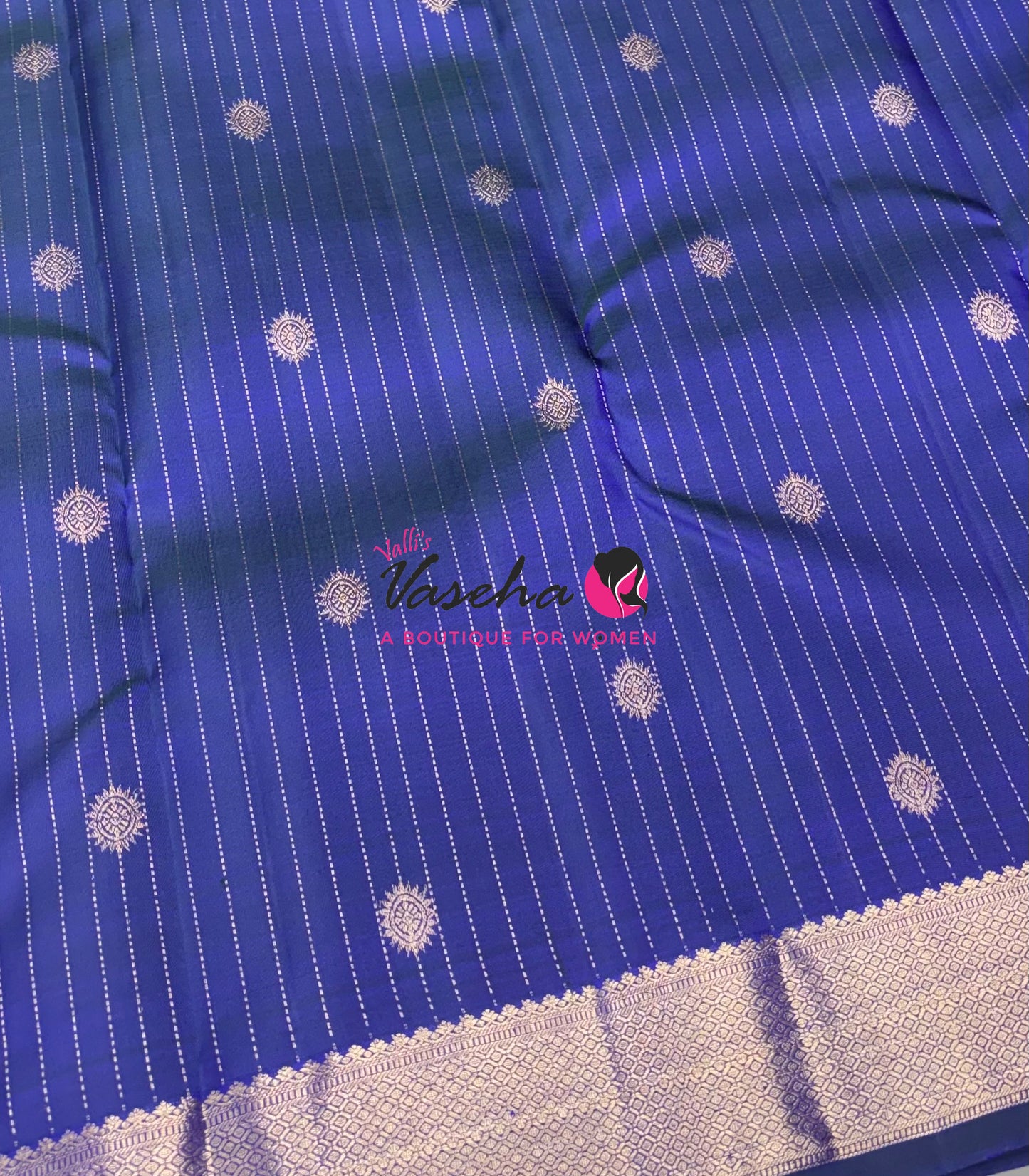 Pure Kanchipuram Silk Saree - Vairavoosi Design  - Dual Tone Blue Shade  - VVPS087