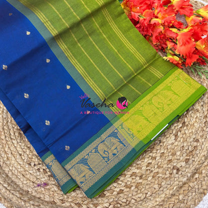 Semi Silk Cotton Saree | Small Leaf Butta Design |VVSSC010