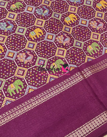 Casual Wear - Semi Printed Silk - Fancy Mixed Variety - Wine  - VVFMC008