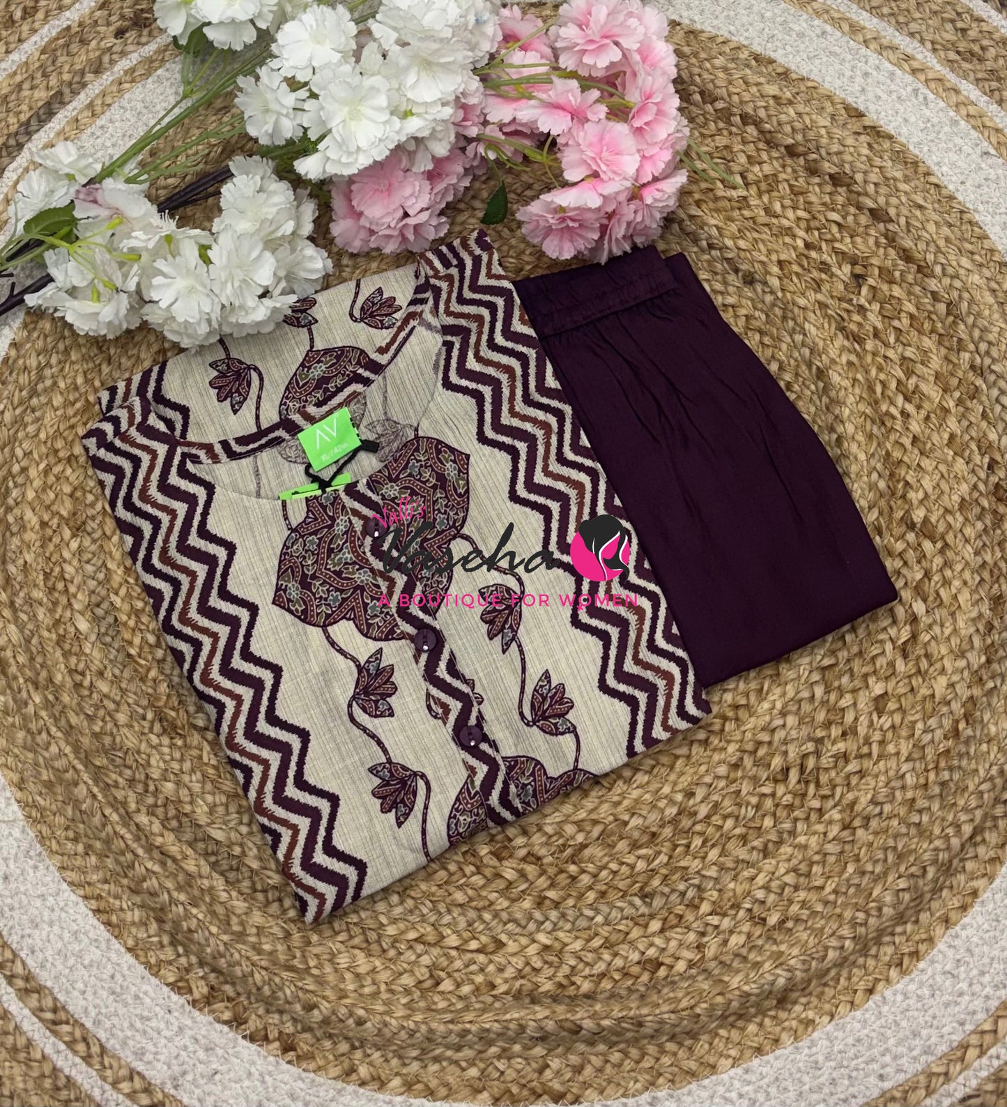 Ready Made - Top & Bottom(2pc) Co-Ord Set  - VVRMS021