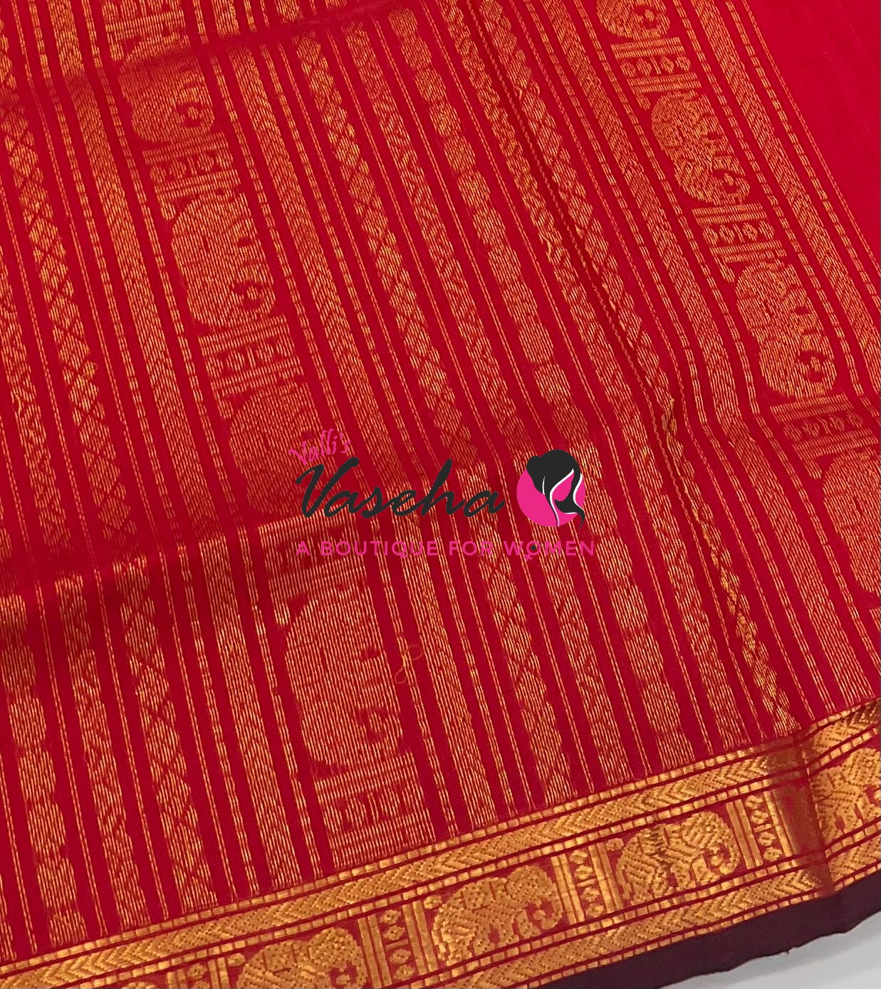 Pure Silk Cotton Saree - Retta Mayil Design - Red Shade - VVRMS001