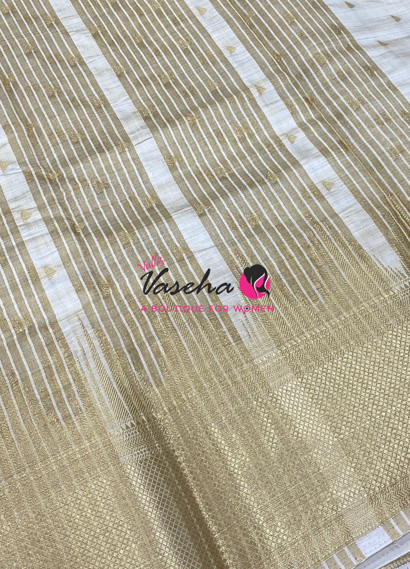 Semi Tussar Silk Saree | Cream Shade |VVSTS054