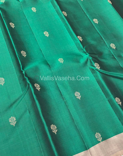Half Mixed  Soft Silk Saree - Green With Grey - VVPSS073