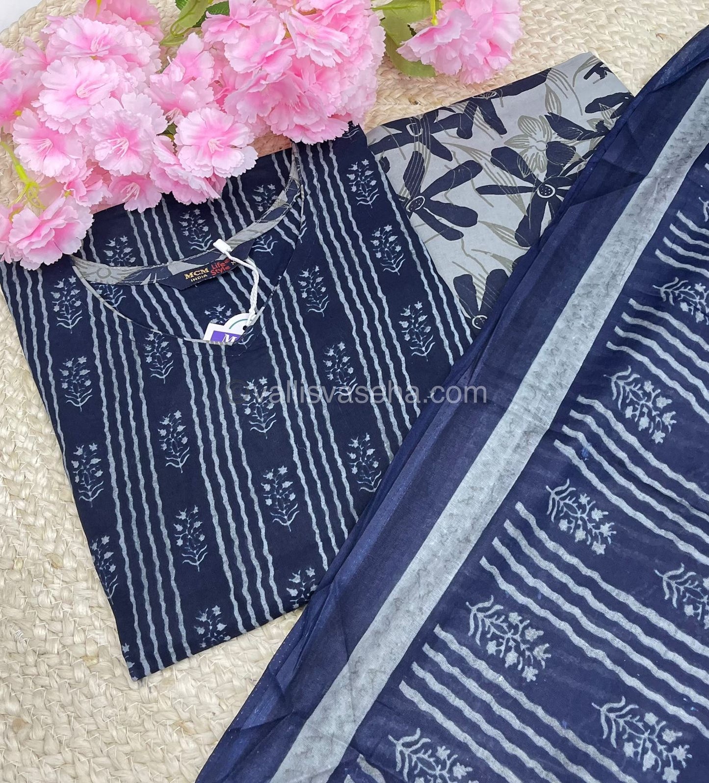 Ready Made - Semi Patiyala 3(pc) Set - Printed Cotton - VVRSP001