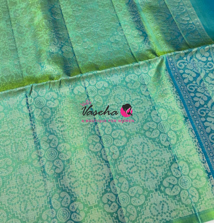 Pure Soft Silk Saree - Purple With Dual Tone Green Shade - VVPSS097