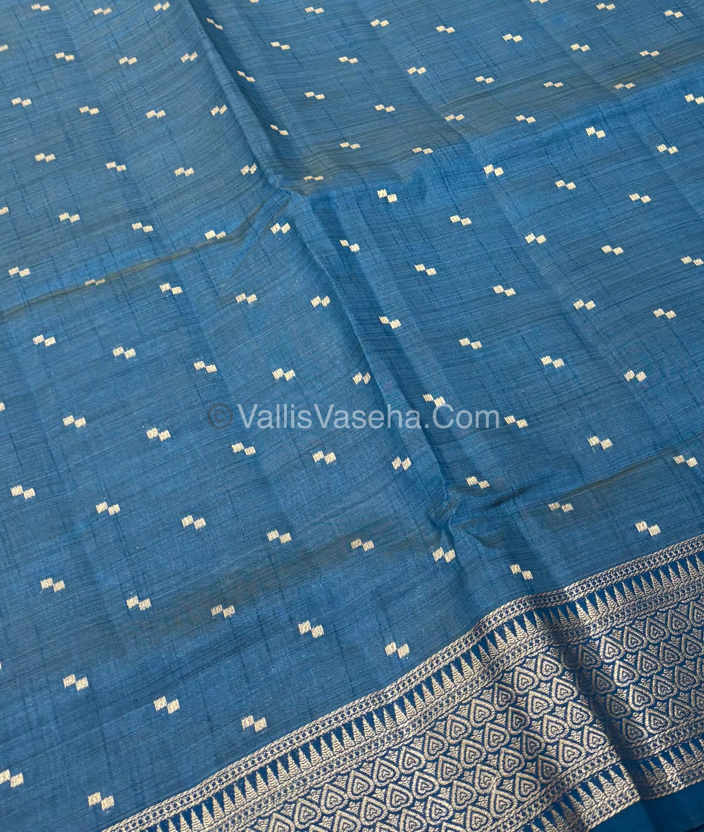 Semi Tussar Silk - Grand Pallu  - Ramar Blue Shade - VVSTS020