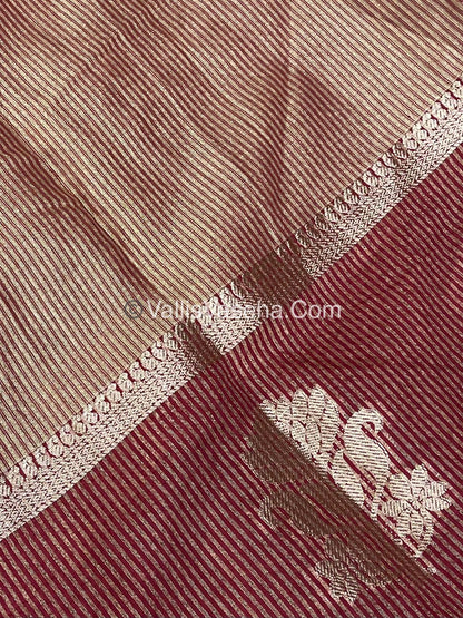 Semi Tissue Tussar Silk - Maroon Shade - VVSTS043