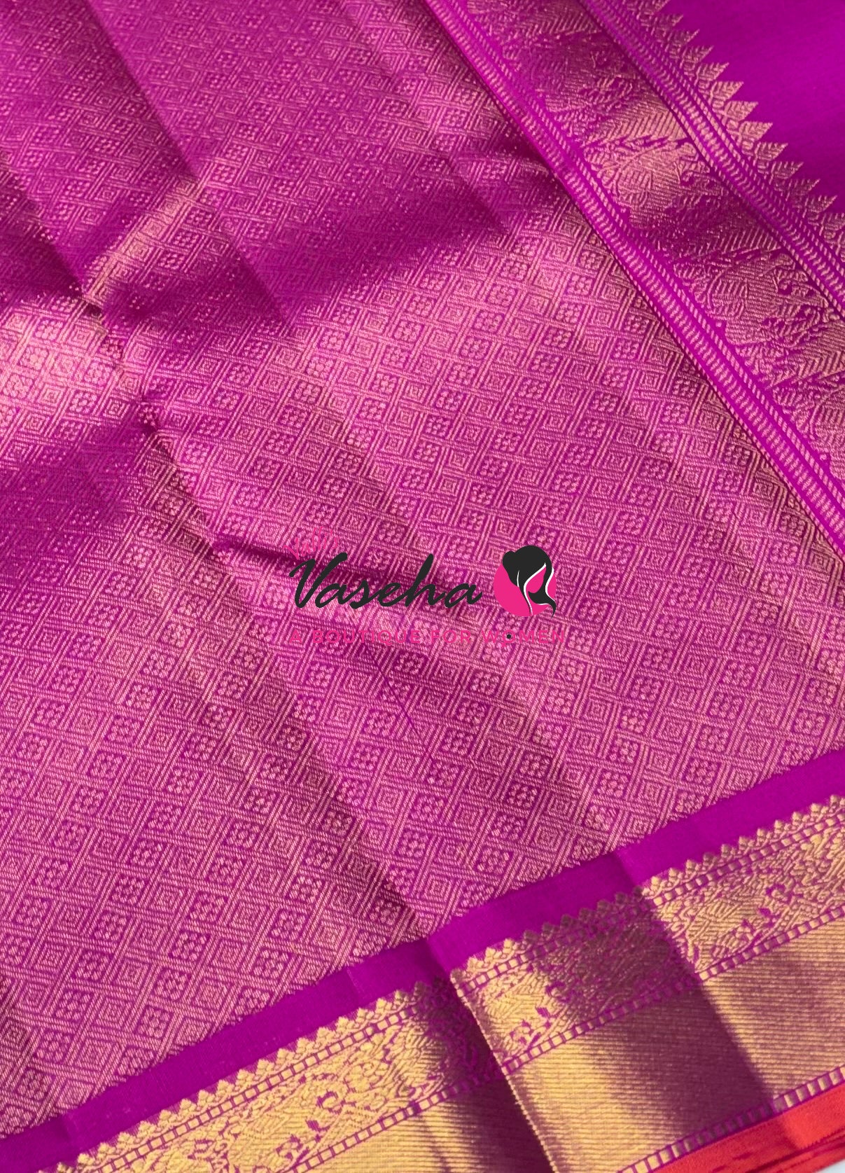 Pure Kanchipuram Silk Saree - Purple & Pink Combo - VVPS025