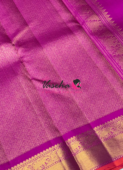 Pure Kanchipuram Silk Saree - Purple & Pink Combo - VVPS025