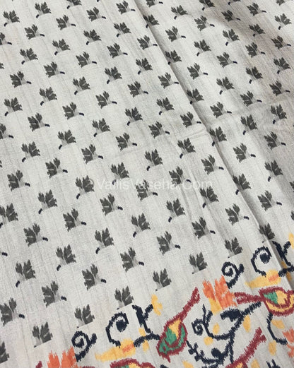 Semi Tussar Silk - Rust Orange With Cream Shade  - VVSTS039