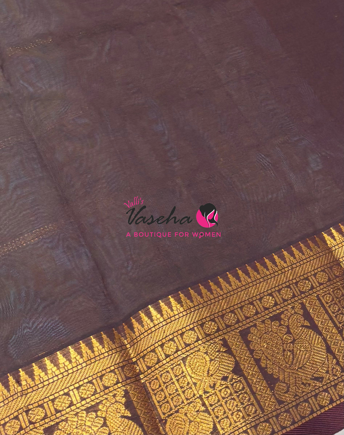 Pure Silk Cotton Saree - Mayil & Chakkaram Design - Dual Tone  Blue With Brown Shade -VVMC003
