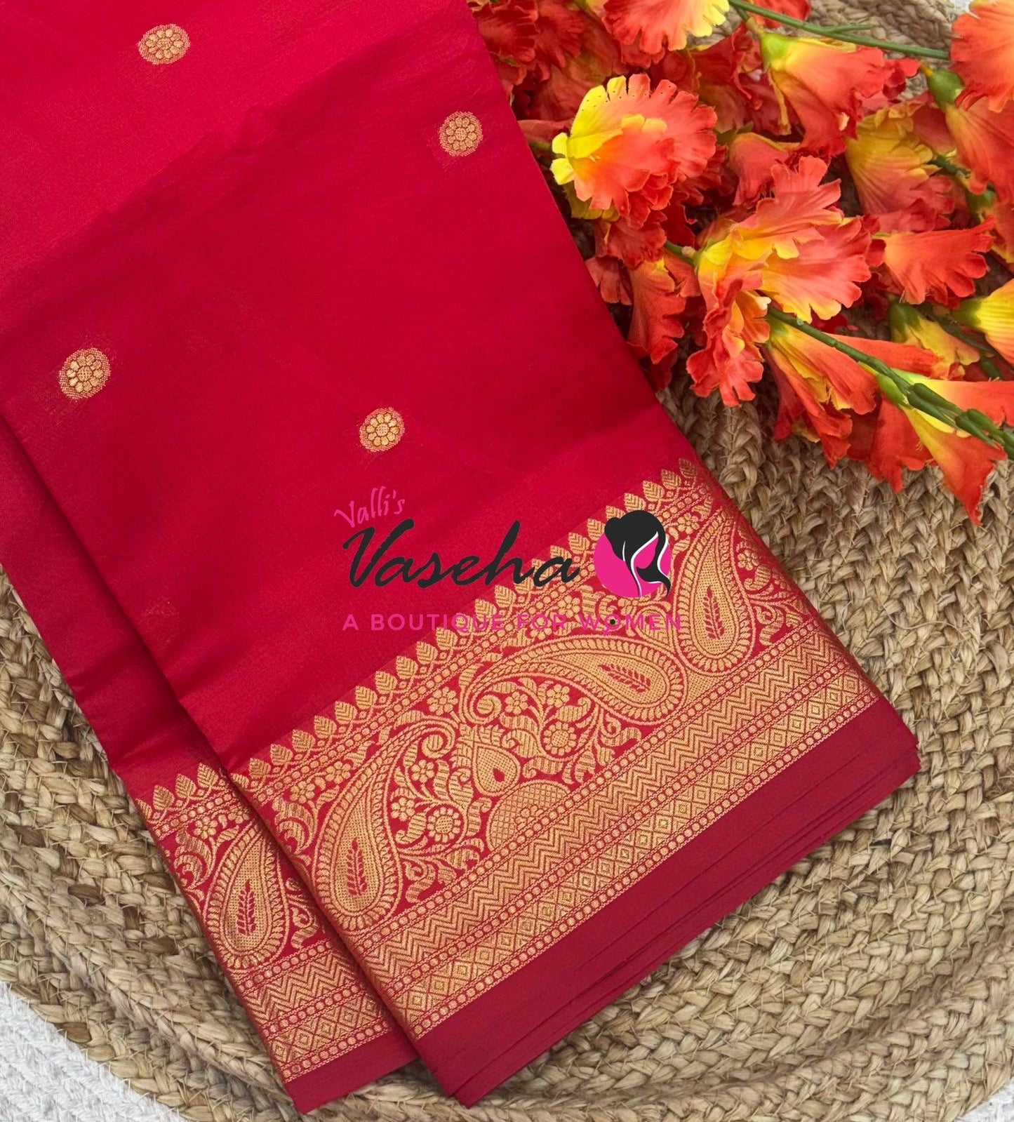 Banarasi Semi Soft Silk - Red Shade - VVBSS017