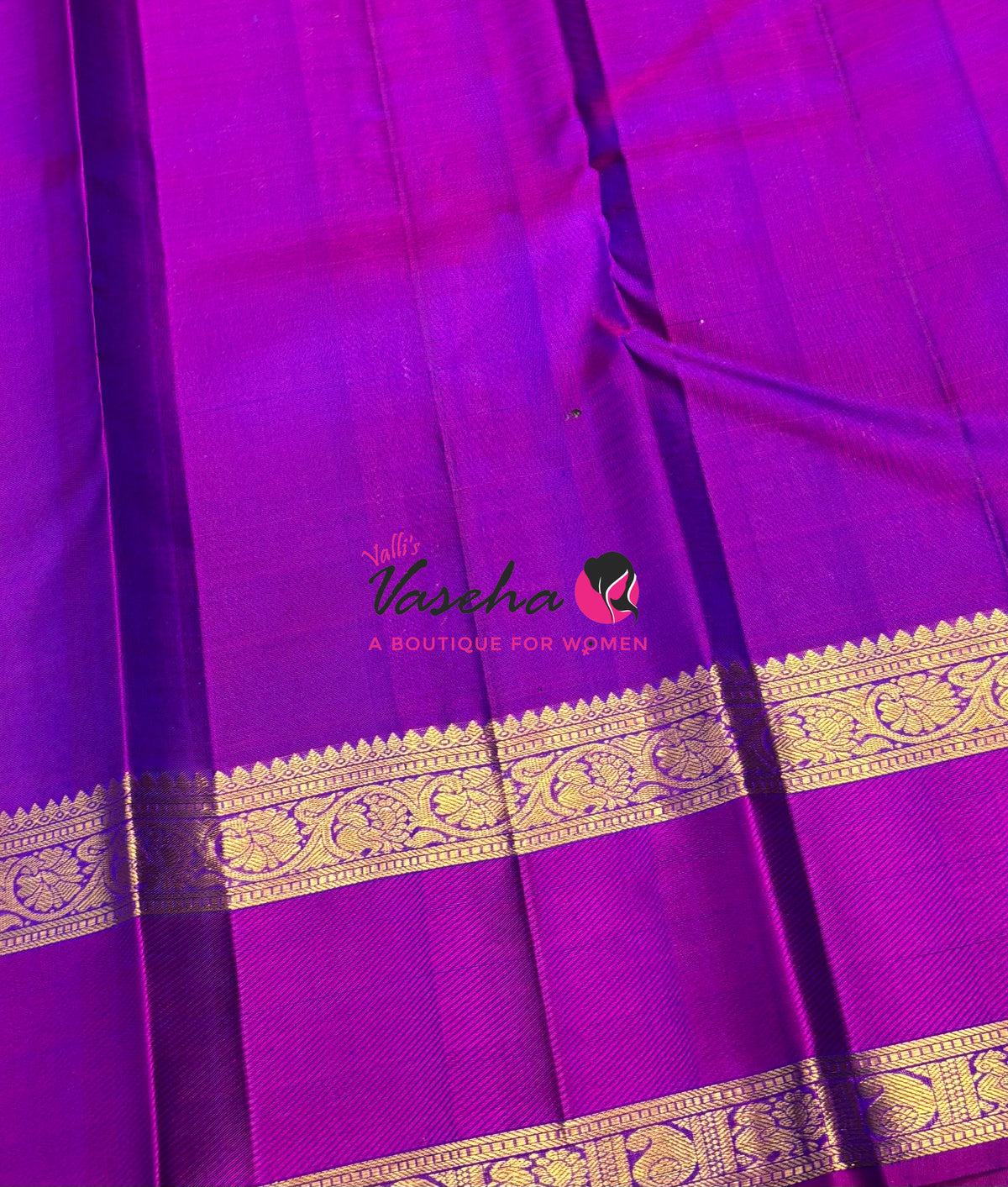 Pure Kanchipuram Silk Saree - Peacock Blue & Purplish Pink Combo - VVPS037