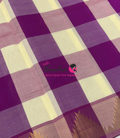 Semi Silk Cotton Saree |Pazhum Pazhamum Checks Design |VVSSC020