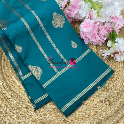 Semi Soft Silk  - Peacock Blue Shade - VVSSS043