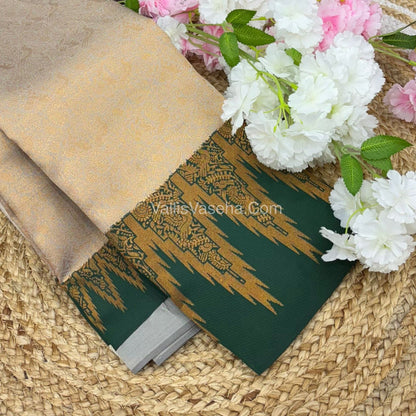 Kanchi Semi Silk  - Cream with Green - VVKSS003