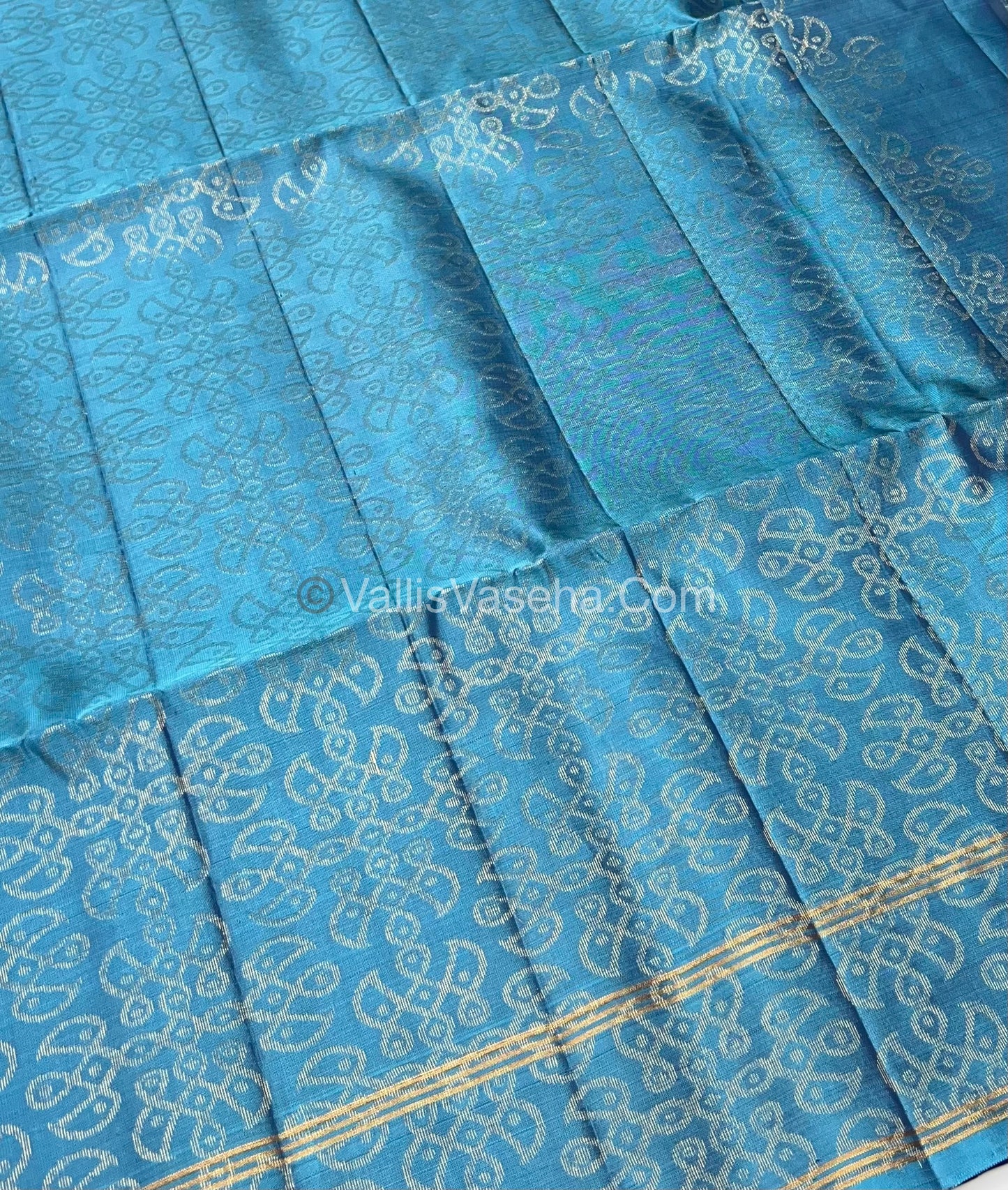 Pure Soft Silk Saree  Kolam Design - Blue & Blue  Shade - VVPSS056