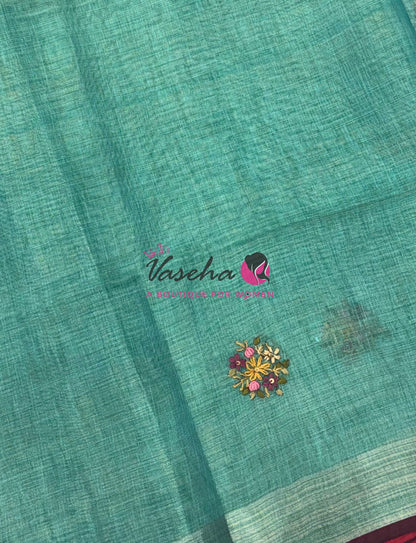 French Knot - Tissue Saree - Blue Shade - VVLFN014