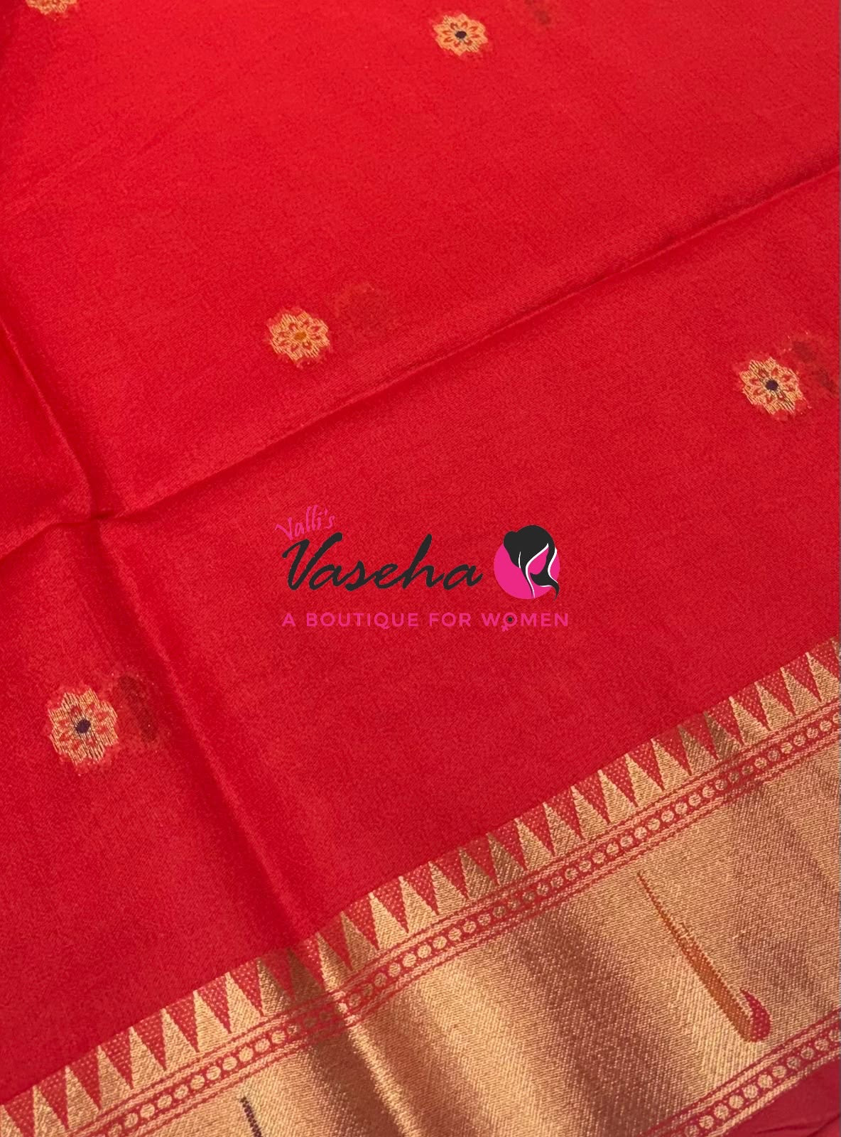 Semi Paithani Saree  - Red Shade - VVSPS001