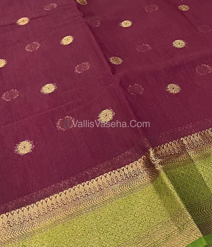 Bamboo Silk Saree  - Maroon with Green Shade - VVBSS001