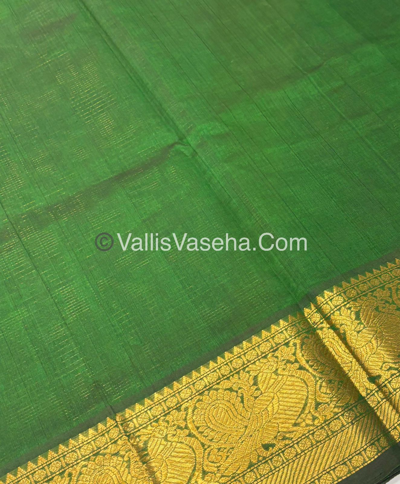 Pure Silk Cotton Saree - Vairavoosi checks - Mayil & Chakkaram - Green Shade - VVMCV001