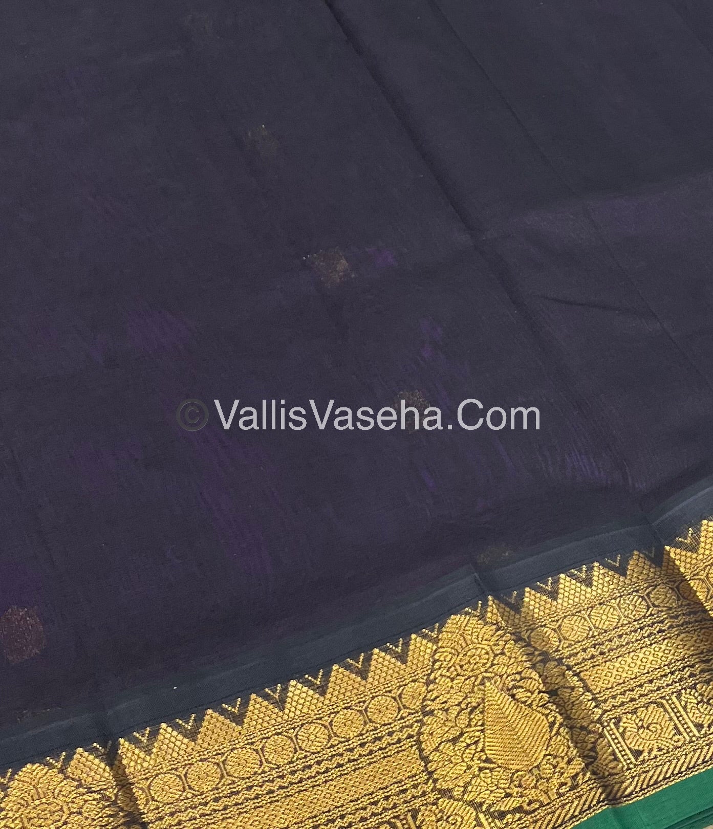 Pure Korvai Silk Cotton Saree - Purplish Pink with Black - VVKSC019