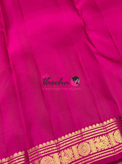 Pure Kanchipuram Silk Saree - Pink with Pink - VVPS031