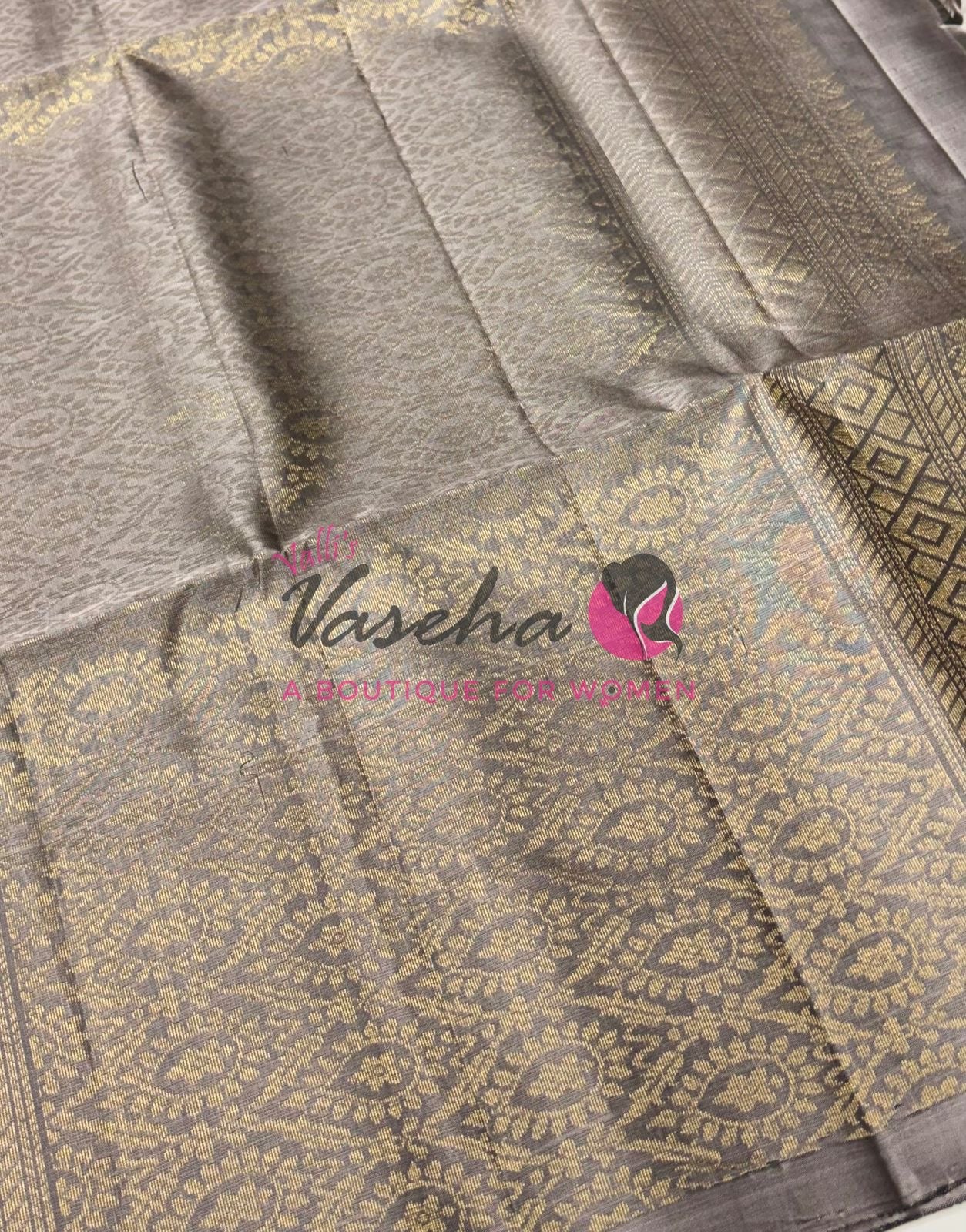 Pure Soft Silk Saree - (1.75 Warp) Shade Of Green & Grey Combo - VVPSS064
