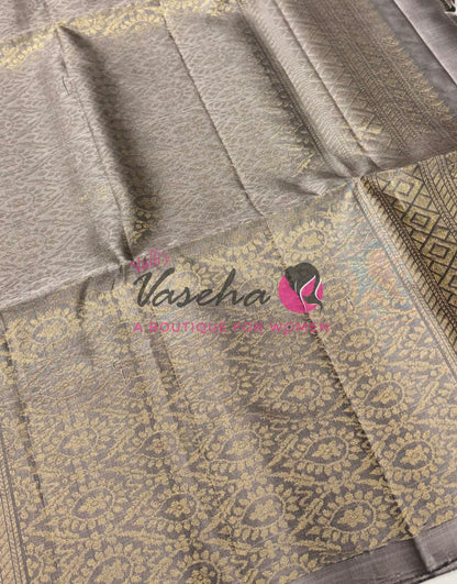 Pure Soft Silk Saree - (1.75 Warp) Shade Of Green & Grey Combo - VVPSS064