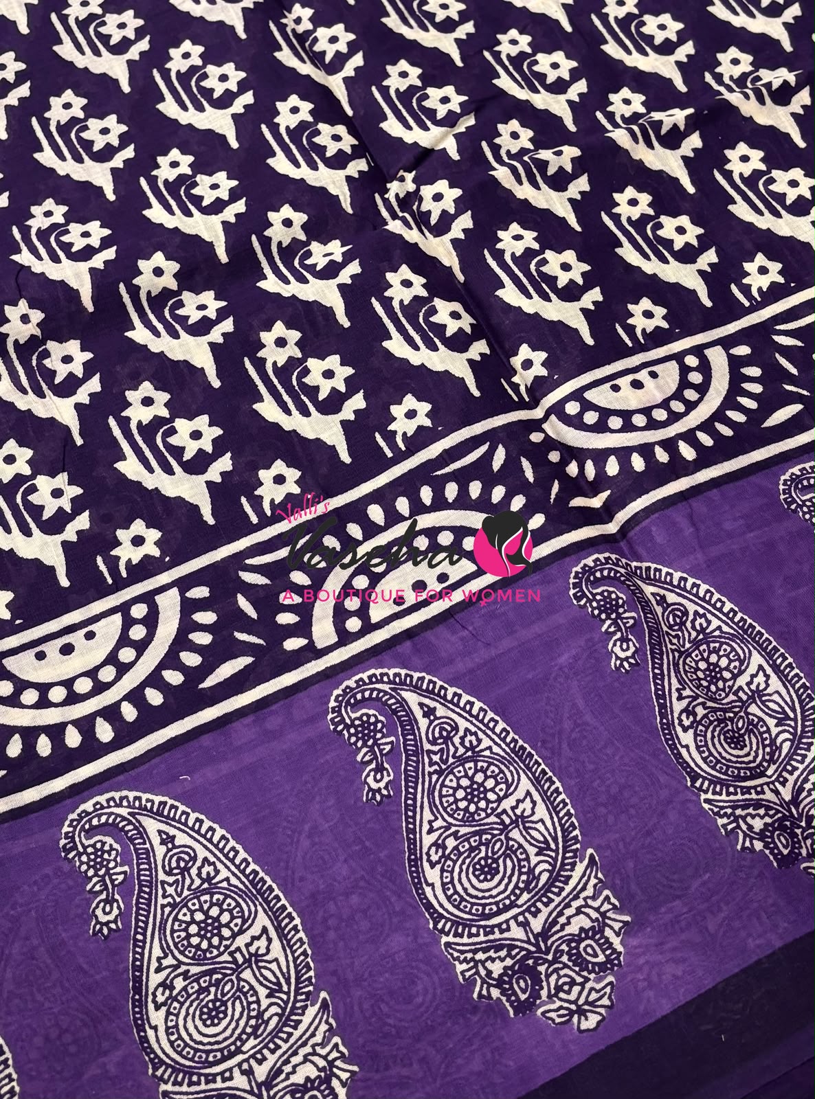 Pure Soft Mul Mul Cotton Sarees - Hand Block Prints - VVMMC011