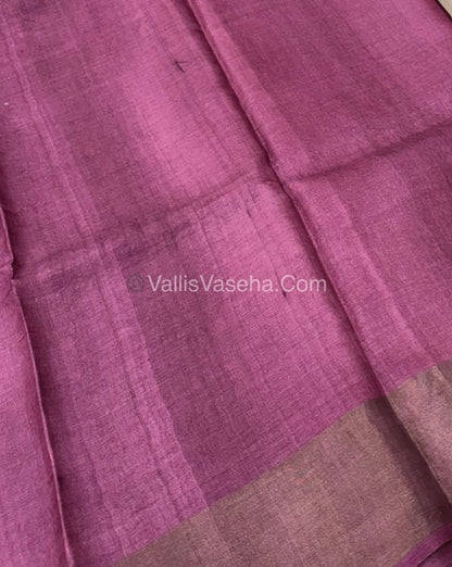 Pure Tussar Silk - Cream With Maroon Shade - VVPTS001