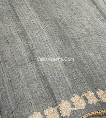 Semi Raw Silk with embroidery work - VVSRS001